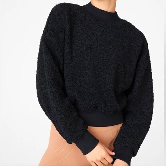 Fabletics Malia Polar Fleece Pullover Size L Black - Picture 4 of 12